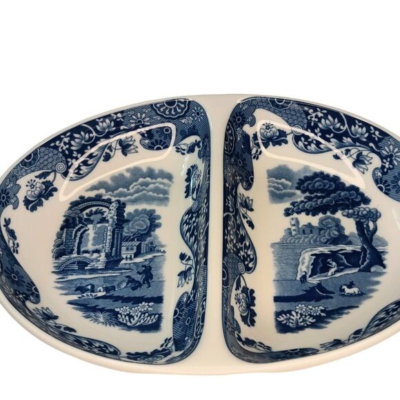 Spode Blue Italian Divided Serving Dish Oval Blue and white - Picture 5 of 8